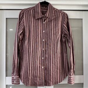 Luciano Barbera Red and White Striped Shirt